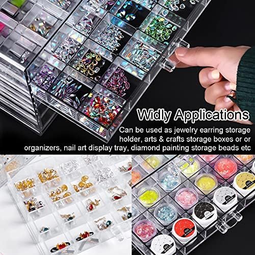 buy in bulk earring storage box organizer, acrylic jewelry storage box holder 5 drawers transparent jewelry display stand with 120 small compartments gift boxes for women girls (clear) source from factory