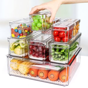 factory direct 10 pack refrigerator pantry organizer bins, stackable fridge organizer bins with lids, clear plastic food storage bins for kitchen, countertops, cabinets, fridge, drinks, fruits, vegetable, cereals oem/odm services