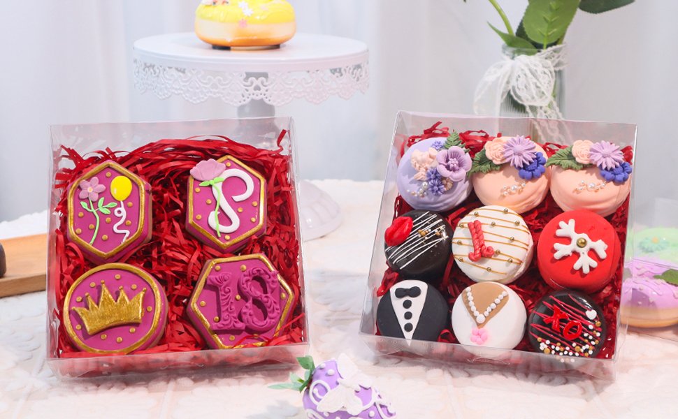 trade price 20 pcs 8x6x2inches plastic clear cookies boxes chocolate covered strawberries boxes bakery boxes cakesickle boxes browine treat chocolate truffle boxes for christmas valentine's mother's day wholesale supplier