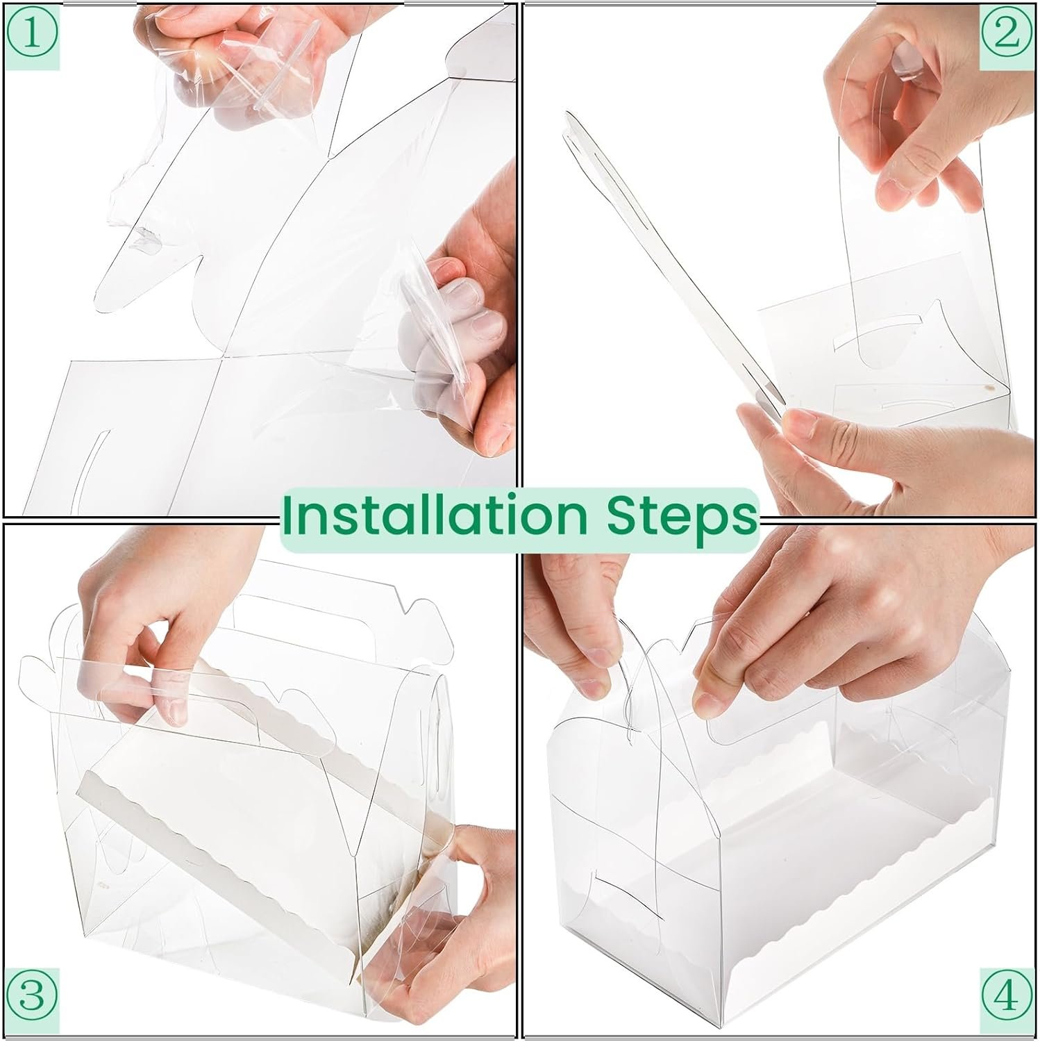 manufacturer direct 40 pack clear gable bakery gift box, candy treat boxes with handle, party favor treat dessert cookies container for birthday wedding baby shower, 6.4''l x 3.5''w x 3.3''h supplier direct