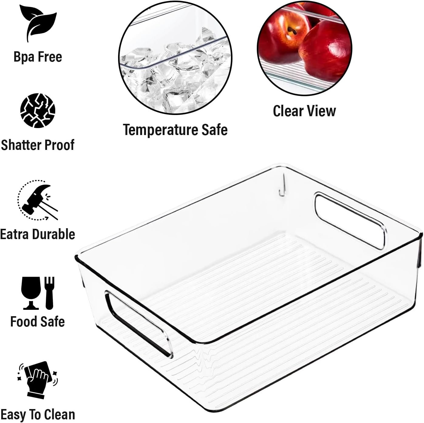 factory direct clear plastic storage bins, pantry organizers and storage or kitchen organization and storage containers bins for organizing, fridge, freezer, bathroom, pantries, medicine cabinet organizer bin oem/odm services