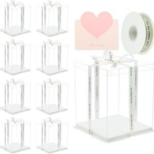 trade price 10x10x12inch clear cake box 8pcs tall cake box clear cake boxes treat boxes cake transport container tall cake carrier cake carriers for transport clear gift box display case cajas para pasteles white wholesale supplier