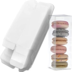trade price juvale 50-pack 2x2x6 clear boxes - plastic gift boxes for macaron, candy, treats, wedding, baby shower, birthday party, retail wholesale supplier
