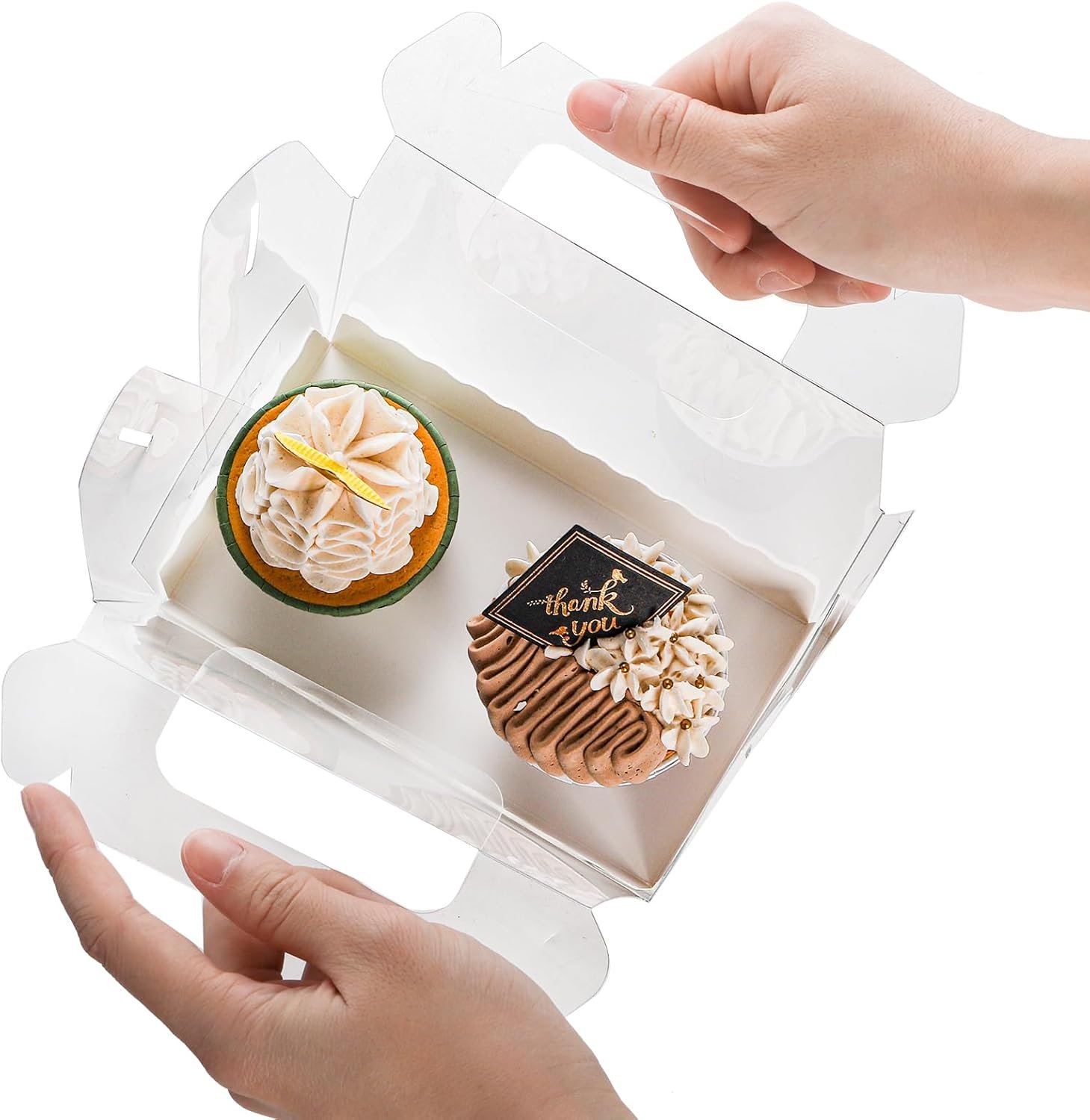 manufacturer direct 40 pack clear gable bakery gift box, candy treat boxes with handle, party favor treat dessert cookies container for birthday wedding baby shower, 6.4''l x 3.5''w x 3.3''h supplier direct