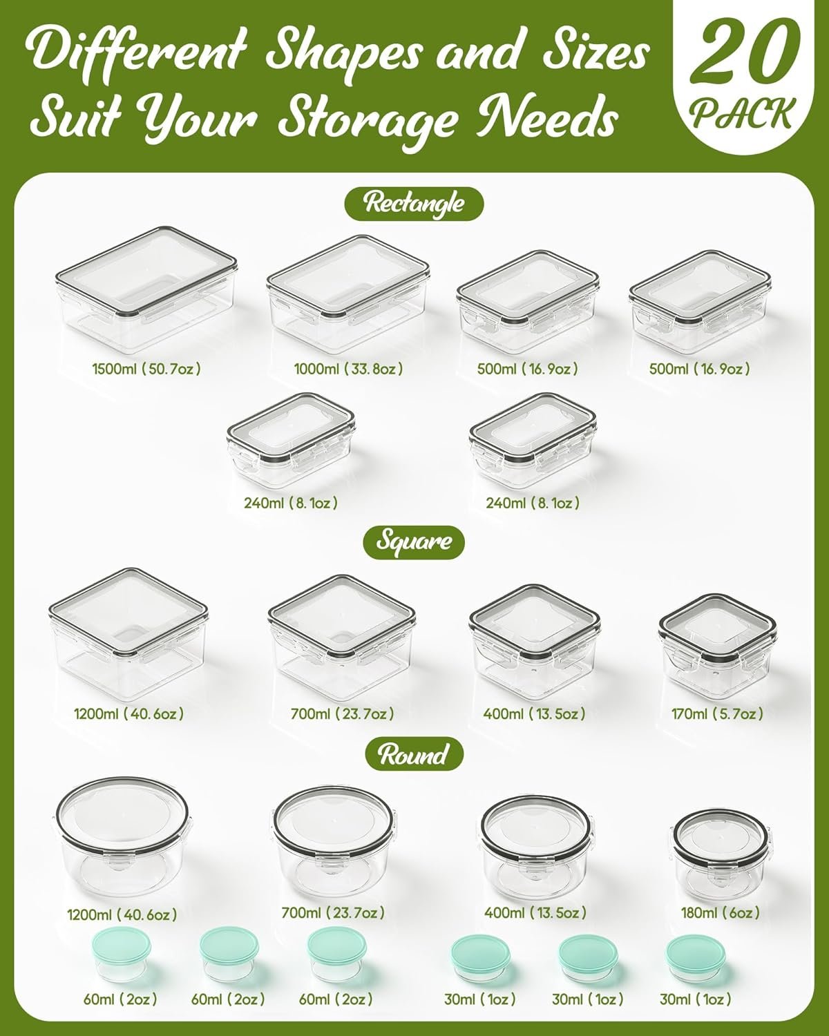 direct bulk orders 40 piece food storage containers with lids(20 containers & 20 lids), plastic food containers with lids for kitchen storage and organization includes labels & pen low-cost wholesale