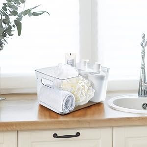 factory direct 4 pack clear plastic storage bins, pantry organizers and storage with handles, clear storage containers for fridge, kitchen, cabinet, bathroom and office oem/odm services