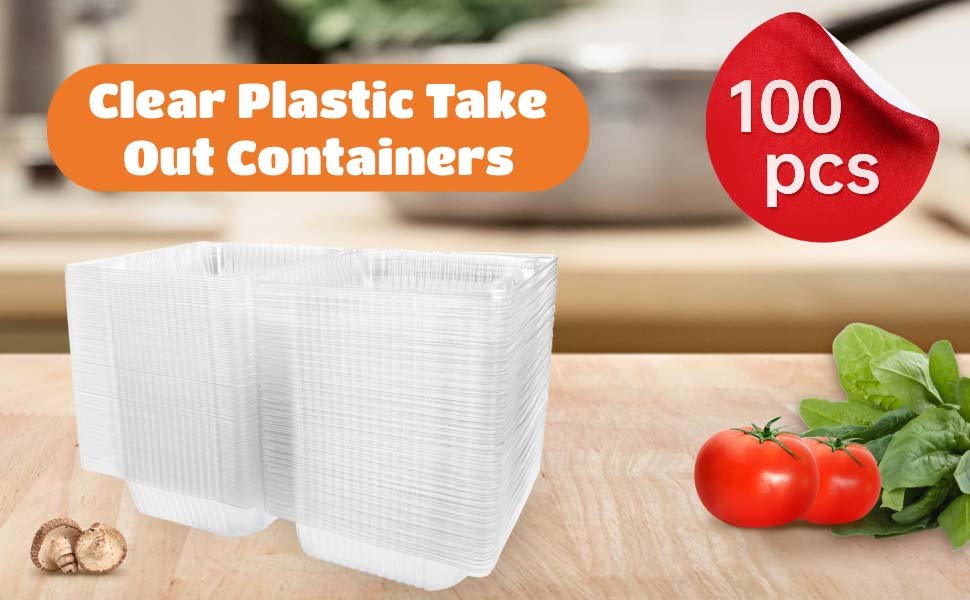 factory direct 100 pcs clear hinged plastic containers with lids,individual cake slice containers,square plastic food container,disposable clamshell take out containers for cakes,cookies,pasta,sandwiches,salad oem/odm services