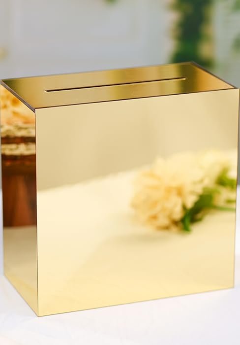 buy in bulk uniqooo clear acrylic card box w/slot, thick diy wedding box blank white print, large 10x10x5.5 in, for reception decoration fundraiser money box election ballot graduation keepsake party favor source from factory