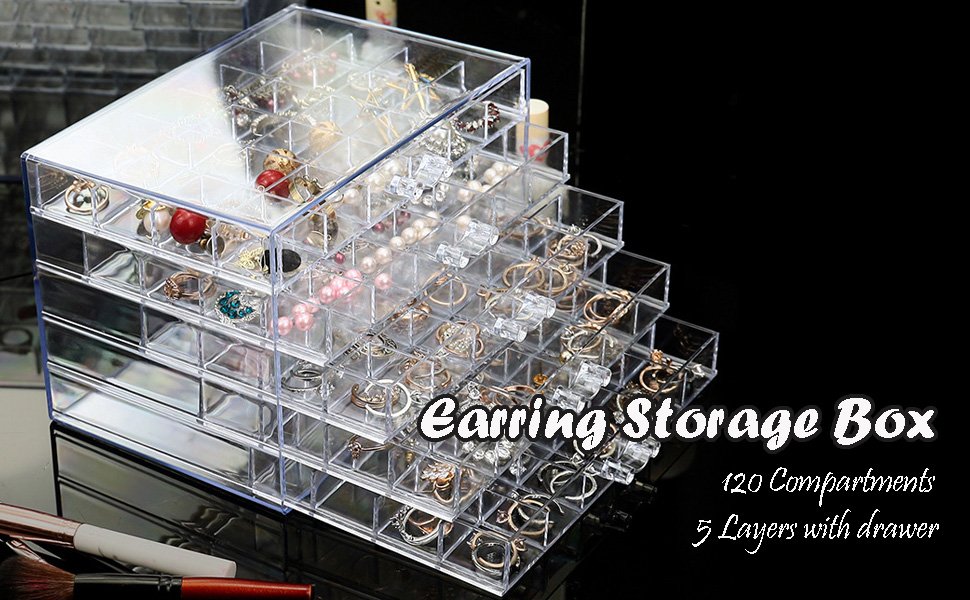 buy in bulk earring storage box organizer, acrylic jewelry storage box holder 5 drawers transparent jewelry display stand with 120 small compartments gift boxes for women girls (clear) source from factory buy in bulk earring storage box organizer, acrylic jewelry storage box holder 5 drawers transparent jewelry display stand with 120 small compartments gift boxes for women girls (clear) source from factory