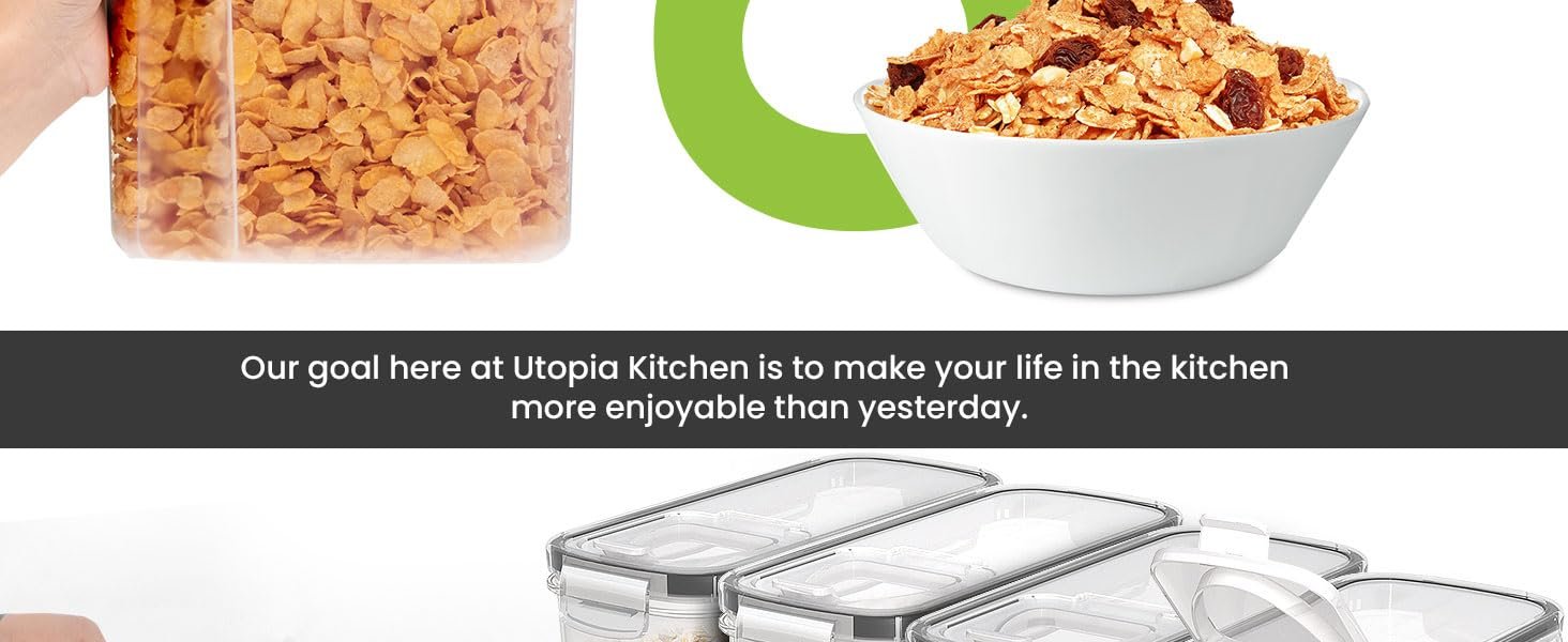 factory direct utopia kitchen cereal containers storage - liter airtight food storage containers & cereal dispenser for pantry organization and storage (clear, 4 liter pack of 4) oem/odm services