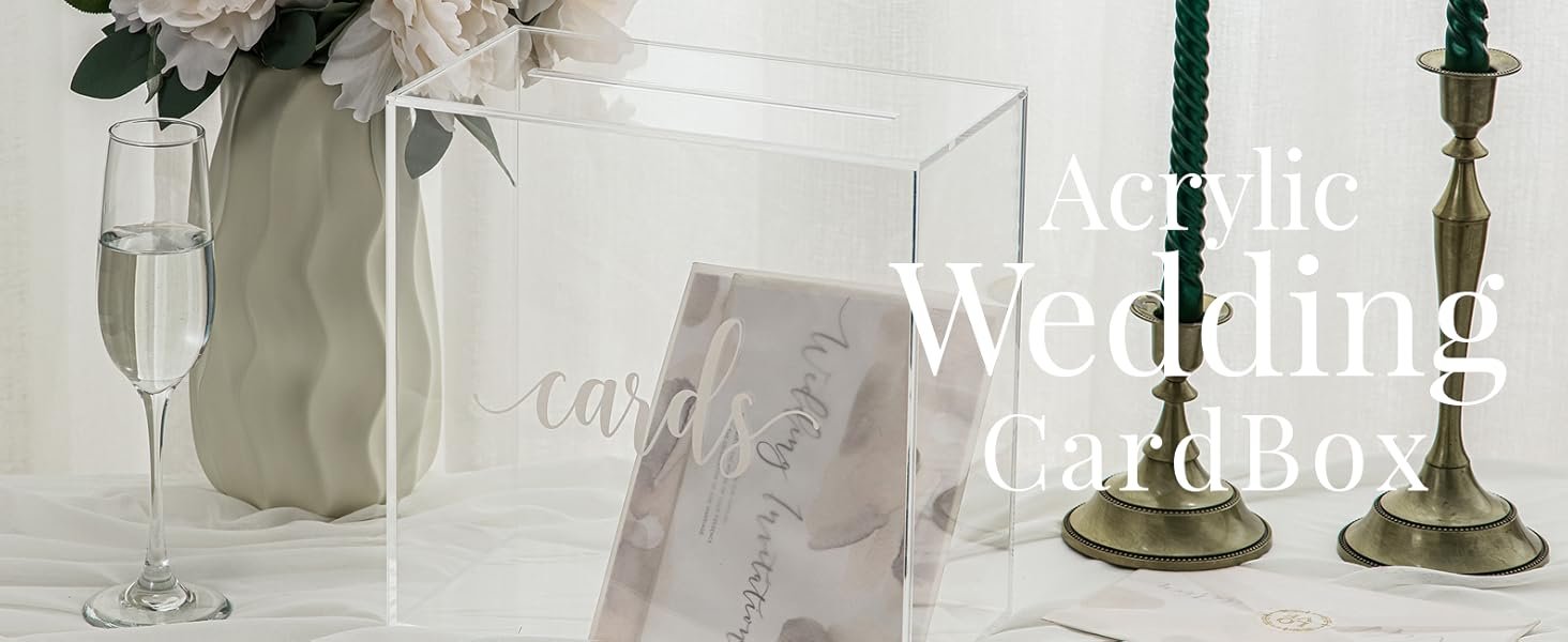 buy in bulk uniqooo clear acrylic card box w/slot, thick diy wedding box blank white print, large 10x10x5.5 in, for reception decoration fundraiser money box election ballot graduation keepsake party favor source from factory