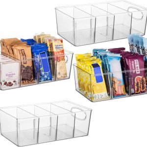 buy in bulk clearspace plastic pantry organizers and storage bins with removable dividers – perfect kitchen organization or pantry storage – refrigerator organizer bins, cabinet organizers (4 pack) source from factory