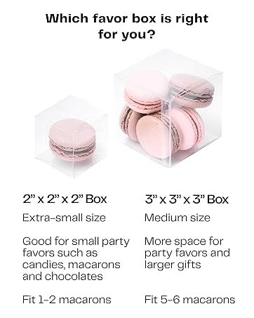 manufacturer direct 2x2x2 inches clear favor boxes (100 pack) - party favor boxes, clear box, macaron boxes, clear gift box, clear boxes for treats, candy boxes party favors, wedding favor boxes, clear plastic box supplier direct