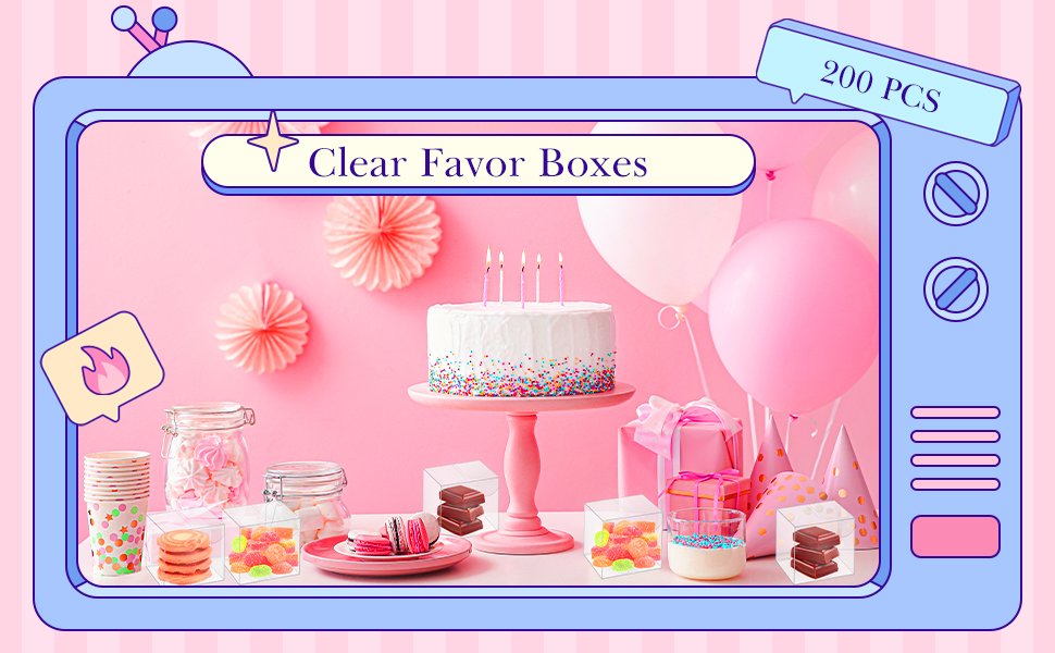 manufacturer direct 200pcs clear favor boxes transparent plastic gift box pet treat boxes party favor containers packaging cube boxes for macaron candy birthday wedding party baby shower (2 x 2 x 2 inch) supplier direct