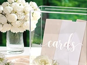 buy in bulk uniqooo clear acrylic card box w/slot, thick diy wedding box blank white print, large 10x10x5.5 in, for reception decoration fundraiser money box election ballot graduation keepsake party favor source from factory