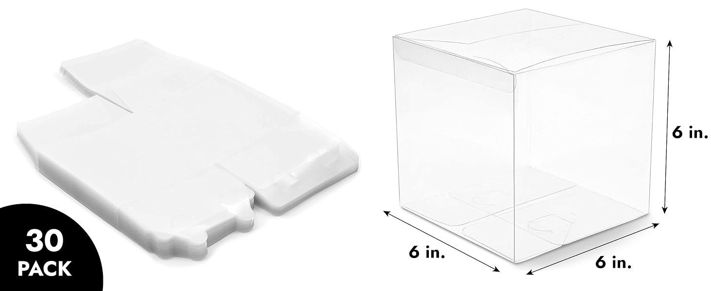 Giá thương mại Juvale 30 hộp quà trong suốt - Hộp nhựa vuông trong suốt 6x6x6 inch dùng cho bánh, tiệc cưới, tiệc mừng em bé, tiệc sinh nhật, nhà cung cấp bán buôn