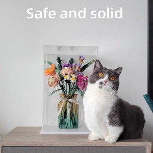 buy in bulk thickened clear acrylic display case for lego 10295 10265 42170 42155 42176 75376 collectibles, transparent box dustproof protection with wood-plastic base & string light, black inside 15.7x7.9x7.9in source from factory