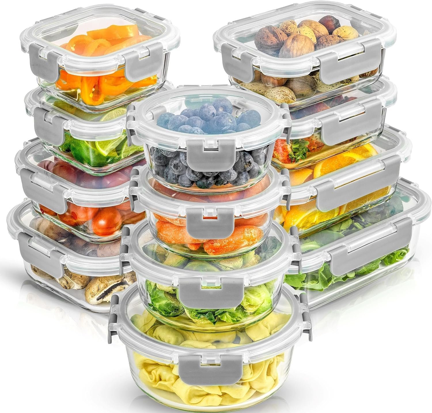 factory direct joyjolt joyful 24pc borosilicate glass storage containers with lids. 12 airtight, freezer safe food storage containers, pantry kitchen storage containers, glass meal prep container for lunch oem/odm services