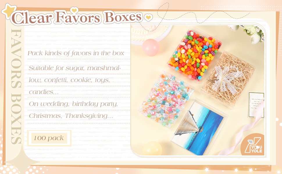 trade price youyole 100 pack clear favors boxes plastic gift boxes transparent crystal photo greeting card storage box clear fold wrap boxes case for a2 paper envelope letter packaging, 4.5 x 1.0 x 5.9 inch wholesale supplier