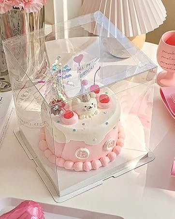 trade price xininsun 6pcs tall cake boxes clear cake box with ribbon, 12x12x 10inch,ideal for large 10