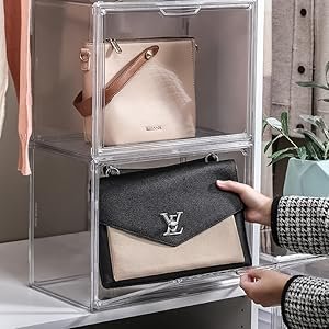 buy in bulk clear stackable plastic storage bins with magnetic attraction lid, dustproof book & cosmetic display cases, large figures collectibles showcase, shoe box, bag organizer (transparent -1 pack) source from factory