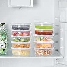 direct bulk orders 8 oz. plastic deli containers with lids, 48 sets - leakproof, stackable, bpa free, microwavable, freezer safe (formerly fuling) low-cost wholesale