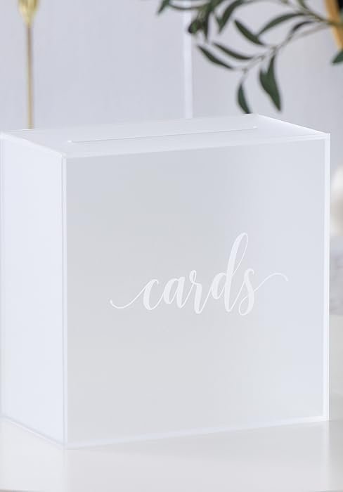 buy in bulk uniqooo clear acrylic card box w/slot, thick diy wedding box blank white print, large 10x10x5.5 in, for reception decoration fundraiser money box election ballot graduation keepsake party favor source from factory