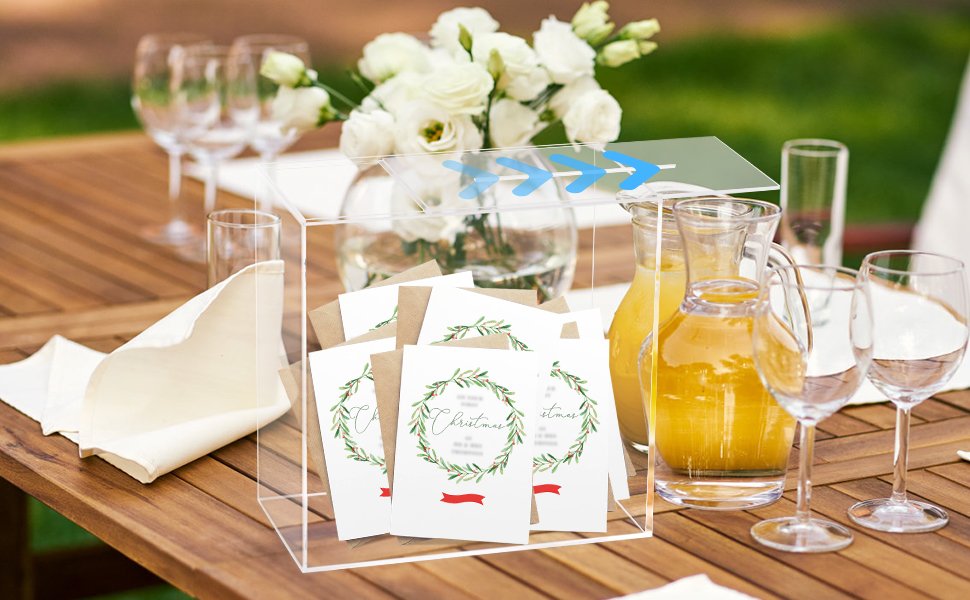 buy in bulk clear acrylic wedding card box, large diy card box blank no print for wedding reception, graduation party, bridal shower, keepsake party favor, cosmetic home decor (10 x10 x 5.5 inch) source from factory