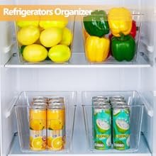 factory direct yihong 6 pack clear pantry organizer bins, plastic containers with handle for kitchen,freezer,cabinet,closet,bathroom under sink storage oem/odm services