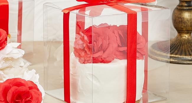 Giá thương mại Juvale 30 hộp quà trong suốt - Hộp nhựa vuông trong suốt 6x6x6 inch dùng cho bánh, tiệc cưới, tiệc mừng em bé, tiệc sinh nhật, nhà cung cấp bán buôn