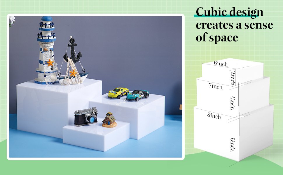 buy in bulk tuanse 6 pcs buffet risers, food risers for buffet table, display stand for catering dessert collectibles jewelry figures show, 5 sided acrylic cube display organizer nesting risers(white) source from factory