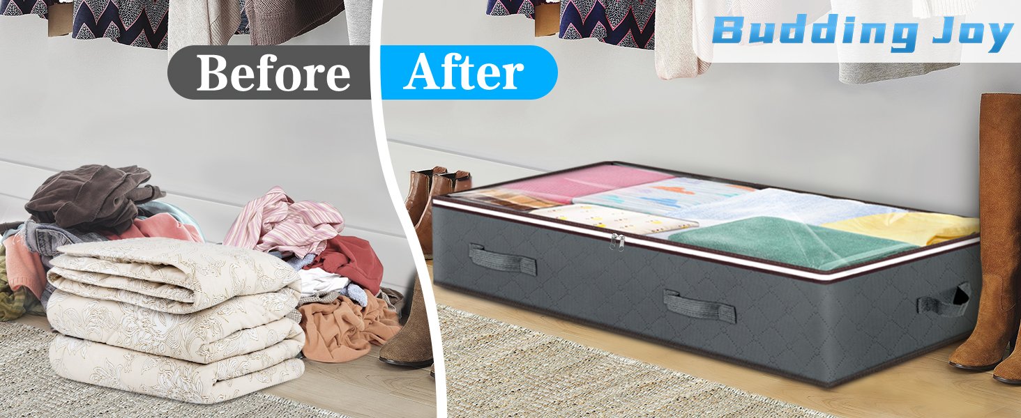 factory direct 90l under bed storage containers, underbed toy organizers and clothing storage bags, closet storage bins with clear window for organizing blanket comforter bedding clothes bedroom dorm, 2 pack oem/odm services