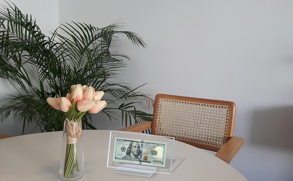 buy in bulk 2pcs dollar bill frame display acrylic dollar bill holder for collectors currency frame display case double-sided transparent ticket banknotes stamp photo protector(transparent-2) source from factory