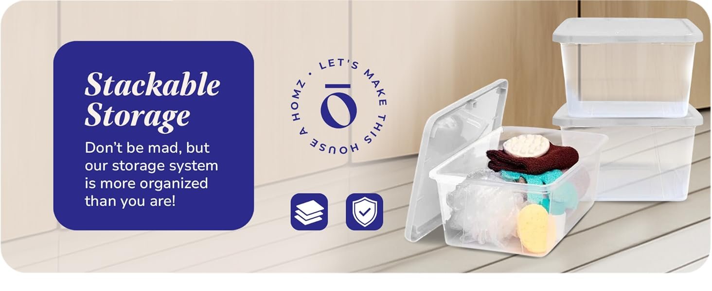 factory direct homz 10 pack storage bins, clear plastic organizing containers w/white lids, 6 quart oem/odm services