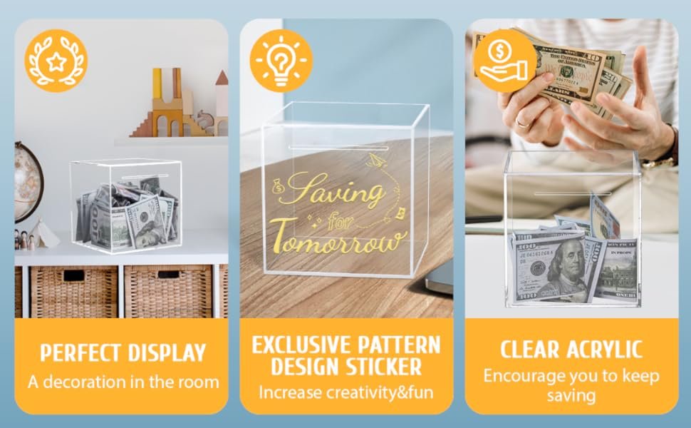 buy in bulk clear acrylic piggy bank for adults kids, clear money saving box must break to open, unopenable piggy bank for cash coins - 4.72