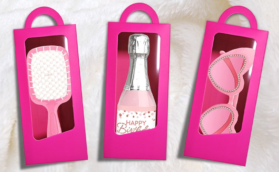 manufacturer direct 12 hot pink party favor boxes 90s doll pink girls birthday gift gable treat box candy goodie tall gable window box for pink girl princess birthday wedding bridal shower bachelorette decorations supplier direct