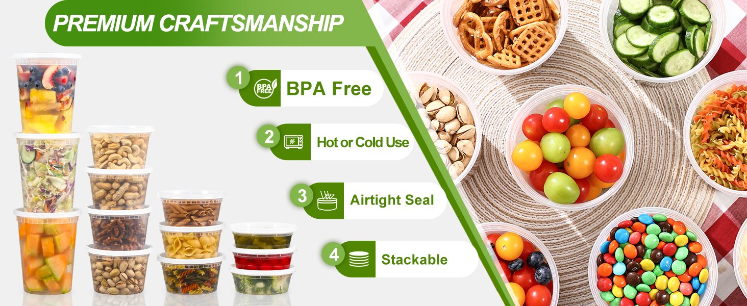 direct bulk orders aozita 36 sets 8 oz plastic deli food containers with lids, airtight food storage containers, freezer/dishwasher/microwave safe, soup containers for takeout meal prep storage low-cost wholesale