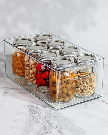 factory direct hudgan plastic storage containers with bamboo lids, medicine cabinet organizer drawer organizers clear bins with lids for organizing pantry or bathroom - 4.5 inches tall - set of 4 oem/odm services