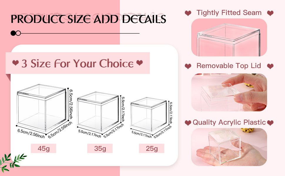 manufacturer direct chengu 18 pack acrylic boxes clear acrylic cube small square storage box acrylic box with lid acrylic display box small container clear candy cubes for candy jewelry display (2.6 x 2.6 x 2.6 inch) supplier direct