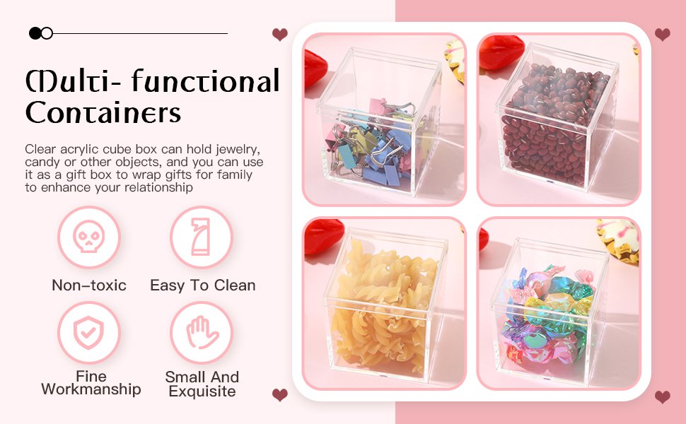 manufacturer direct chengu 18 pack acrylic boxes clear acrylic cube small square storage box acrylic box with lid acrylic display box small container clear candy cubes for candy jewelry display (2.6 x 2.6 x 2.6 inch) supplier direct