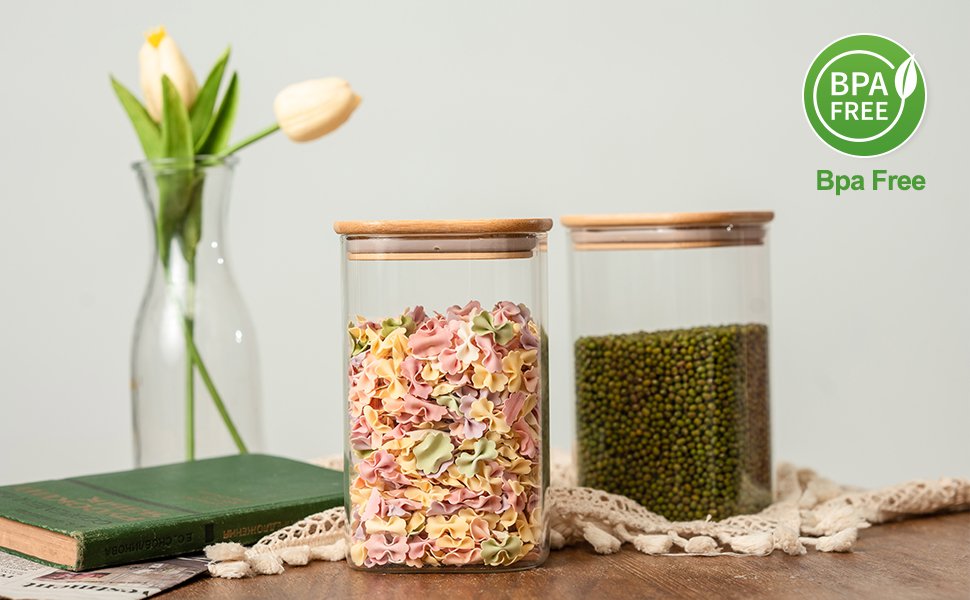 factory direct 50oz glass food storage jars set of 6,glass storage containers clear glass food canister with bamboo lid airtight for serving tea, coffee, flour, sugar, candy, cookie, spice and more (square) oem/odm services factory direct 50oz glass food storage jars set of 6,glass storage containers clear glass food canister with bamboo lid airtight for serving tea, coffee, flour, sugar, candy, cookie, spice and more (square) oem/odm services