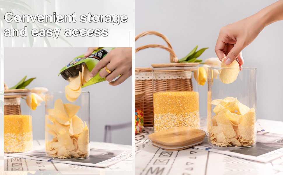 factory direct 50oz glass food storage jars set of 6,glass storage containers clear glass food canister with bamboo lid airtight for serving tea, coffee, flour, sugar, candy, cookie, spice and more (square) oem/odm services factory direct 50oz glass food storage jars set of 6,glass storage containers clear glass food canister with bamboo lid airtight for serving tea, coffee, flour, sugar, candy, cookie, spice and more (square) oem/odm services