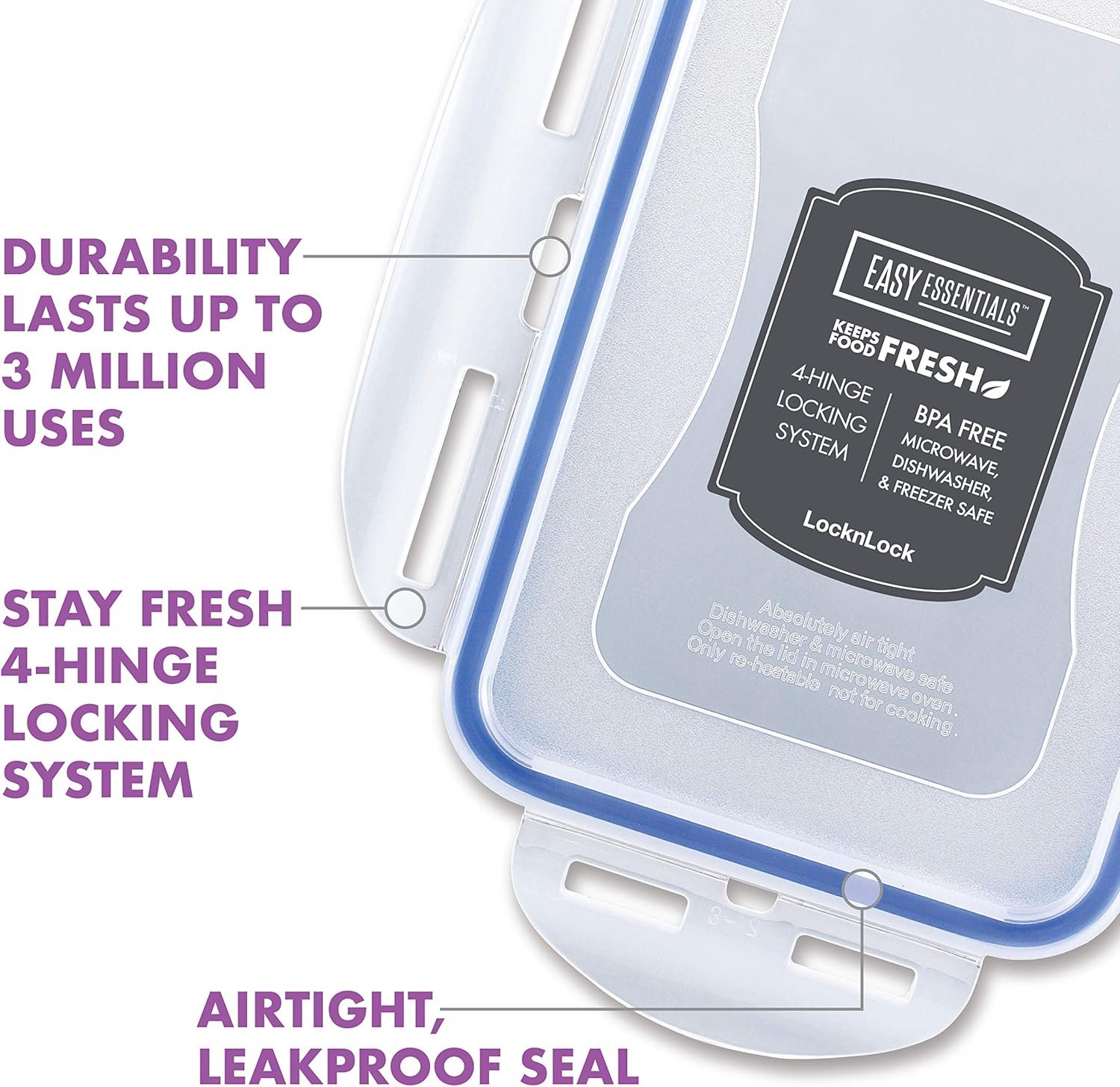 direct bulk orders locknlock easy essentials food storage lids/airtight containers/stackable, bpa free, 6 piece, clear low-cost wholesale