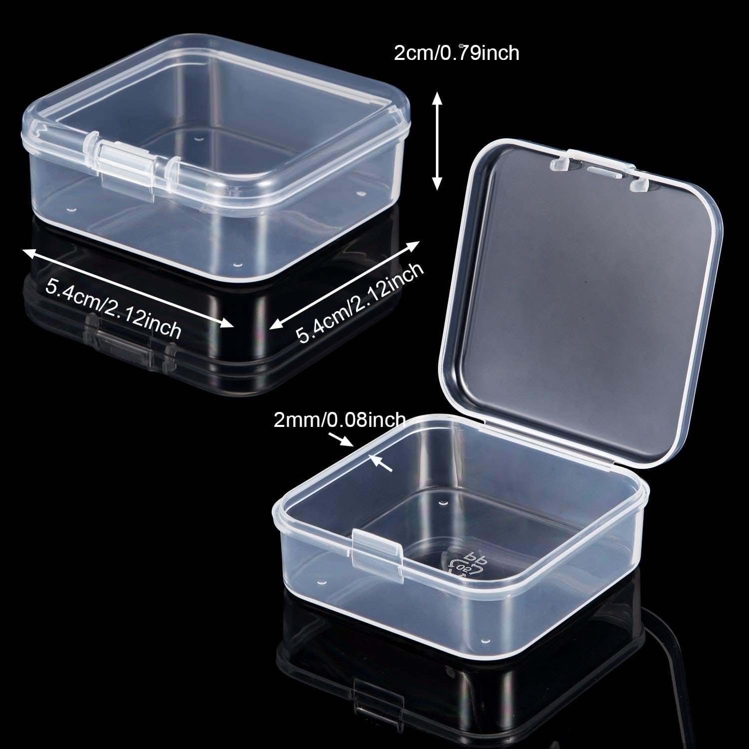 factory price 48 packs clear small plastic containers transparent storage box with hinged lid for small items crafts jewelry (2.12 x 2.12 x 0.79 inches) volume discount