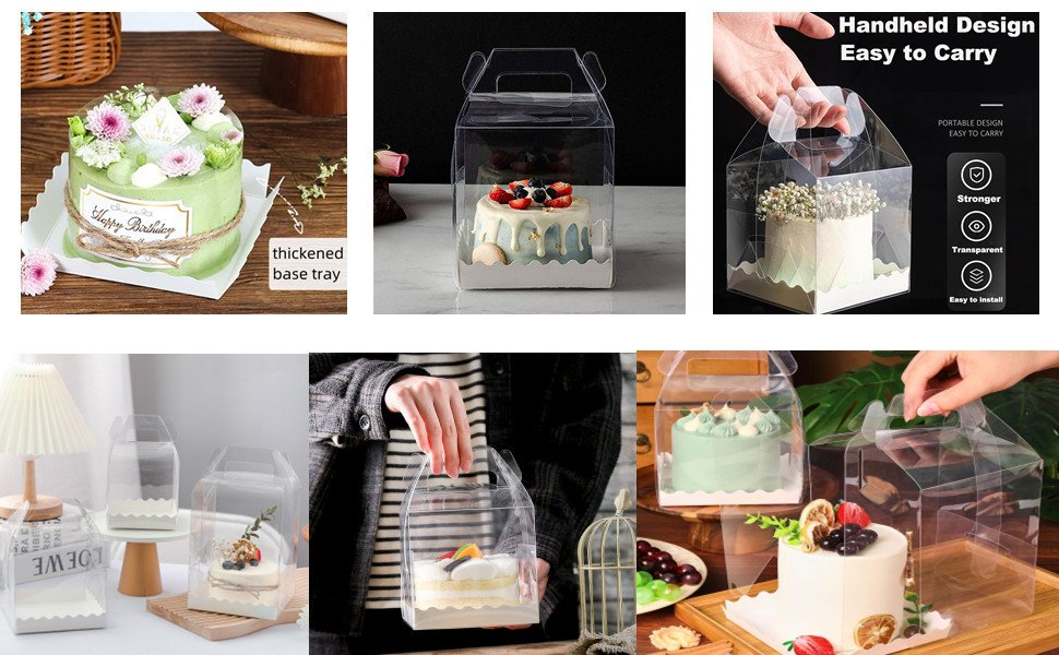 manufacturer direct 10pcs clear cake boxes,5.5x5.5 inch cake transparent gift box plastic cupcake candy display boxes portable single cake containers for wedding birthday parties baby shower favors supplier direct