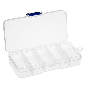 manufacturer direct juvale 12 pack mini clear storage containers with 10 grid dividers, small plastic tackle boxes for beads, buttons, diy jewelry (2.5 x 5 in) supplier direct