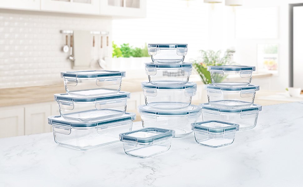 direct bulk orders bayzz glass food storage containers set, 24 pieces airtight glass meal prep containers with lids,microwave and freezer safe low-cost wholesale