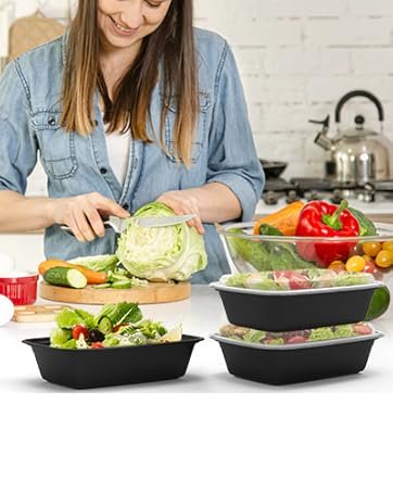direct bulk orders meal prep containers 50pack - 34oz food storage containers with lids, plastic food prep containers, disposable to go food containers, bpa free, stackable, 1000ml, microwave/dishwasher/freezer safe low-cost wholesale