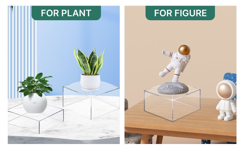 Compre no atacado: pacote com 6 unidades de caixas expositoras de acrílico cristalino em formato de cubo, com bases empilháveis e fundo oco. Organizador de acrílico em formato de cubo de 5 lados para joias, colecionáveis, cosméticos e figuras. Direto da fábrica.