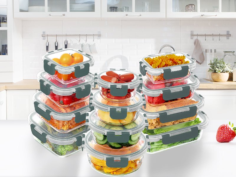 direct bulk orders verones 24 pieces glass food storage containers set, airtight glass lunch containers, glass meal prep containers with lids,exclusive of bpa, for microwave, oven, freezer & dishwasher friendly,grey low-cost wholesale